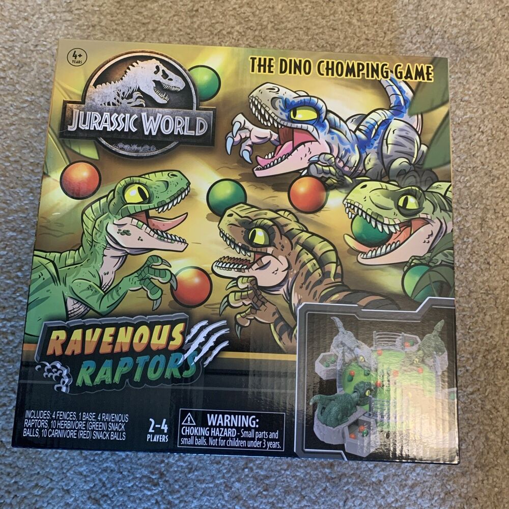 Jurassic World Ravenous Raptors Kids Dino Chomping Board Game 2023 EUC Complete